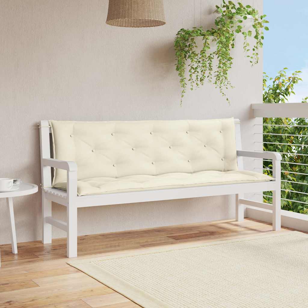 Vidaxl Garden Banc Cushion 150x (50 + 50) x7 cm Oxford Fabric Crèmewit