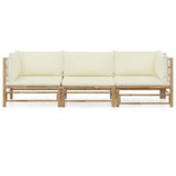 Vidaxl 3-delige loungeset met crèmewitte kussens bamboe