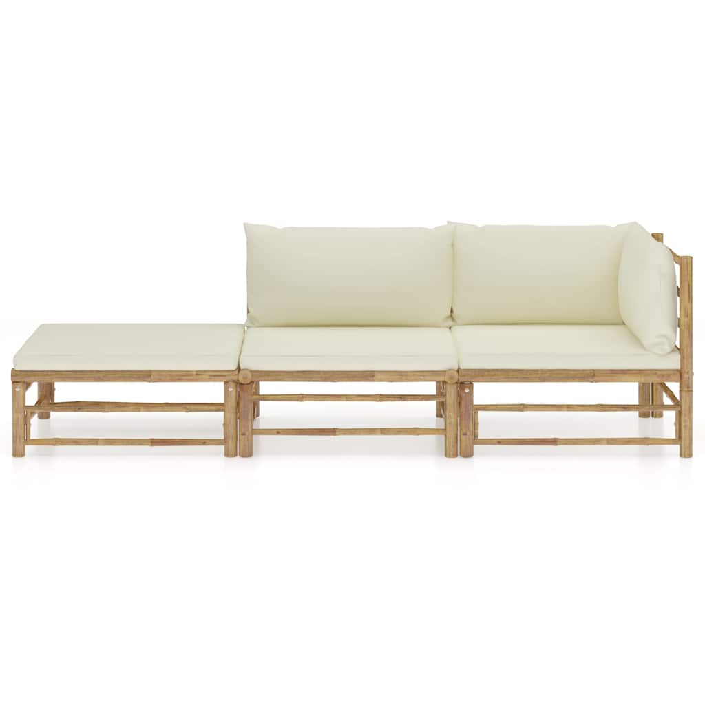 Vidaxl 3-delige loungeset met crèmewitte kussens bamboe