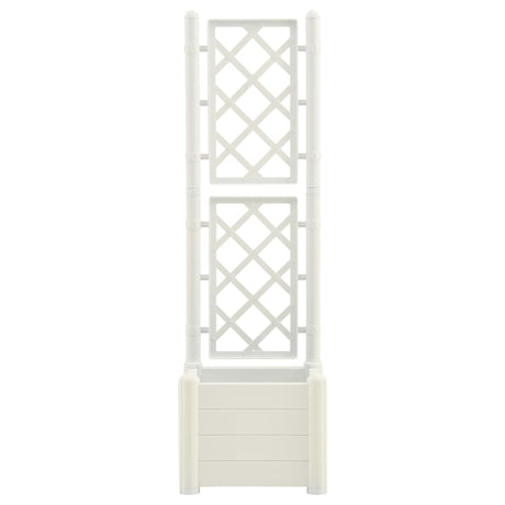 Planteur vidaxl avec latwerk 43x43x142 cm pp blanc