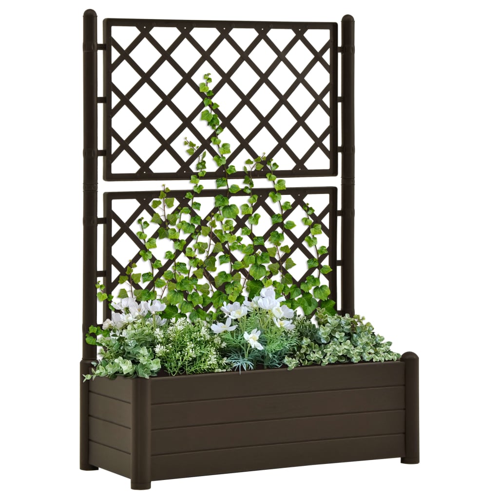 Vidaxl planter med latwerk 100x43x142 cm pp mokka