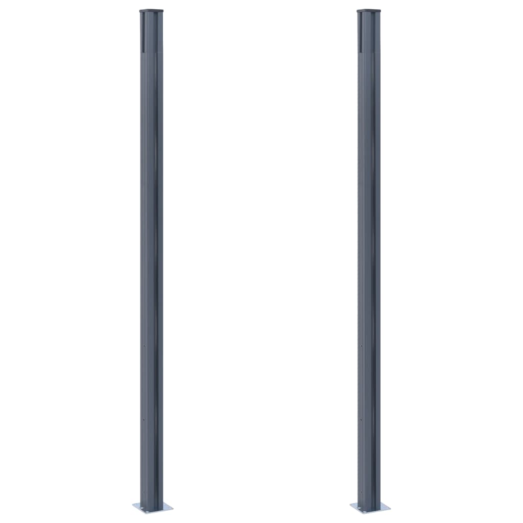 Vidaxl Fence Posts 2 PCS 185 cm Aluminium Dark Grey