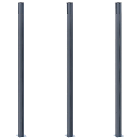 Vidaxl Fence Posts 3 st 185 cm en aluminium gris foncé