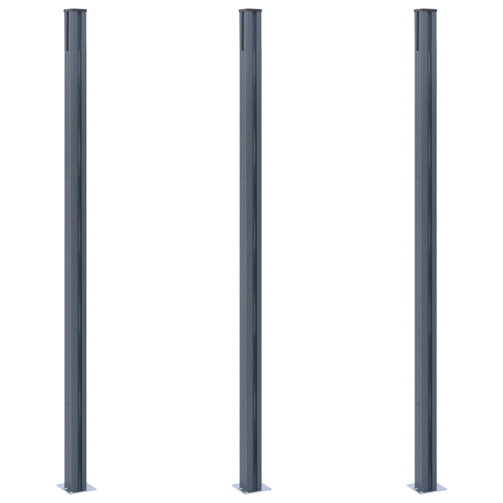 Vidaxl Fence Posts 3 st 185 cm en aluminium gris foncé