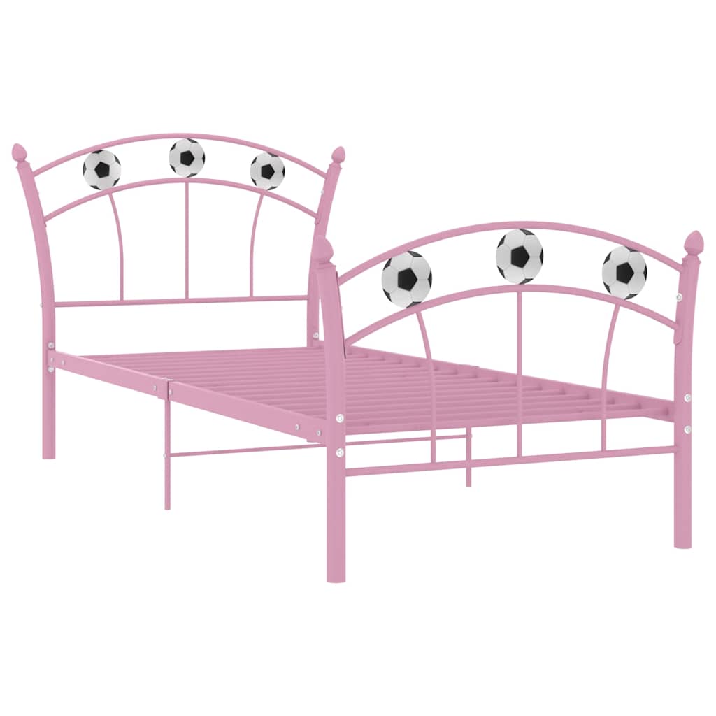 Vidaxl bedframe met voetbaldesign metaal roze 90x200 cm