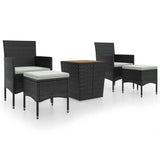 Vidaxl 5-delige bistroset poly rattan en massief acaciahout zwart