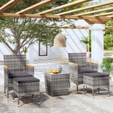 Vidaxl 5-delige bistroset poly rattan en gehard glas grijs