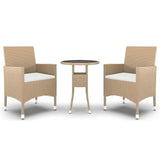 Vidaxl 3-delige tuinset poly rattan beige