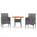 Vidaxl 3-delige tuinset poly rattan grijs
