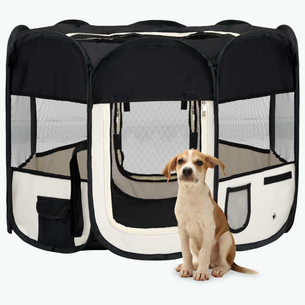 Vidaxl Dog Ren pieghevole con borsa portante 90x90x58 cm nero