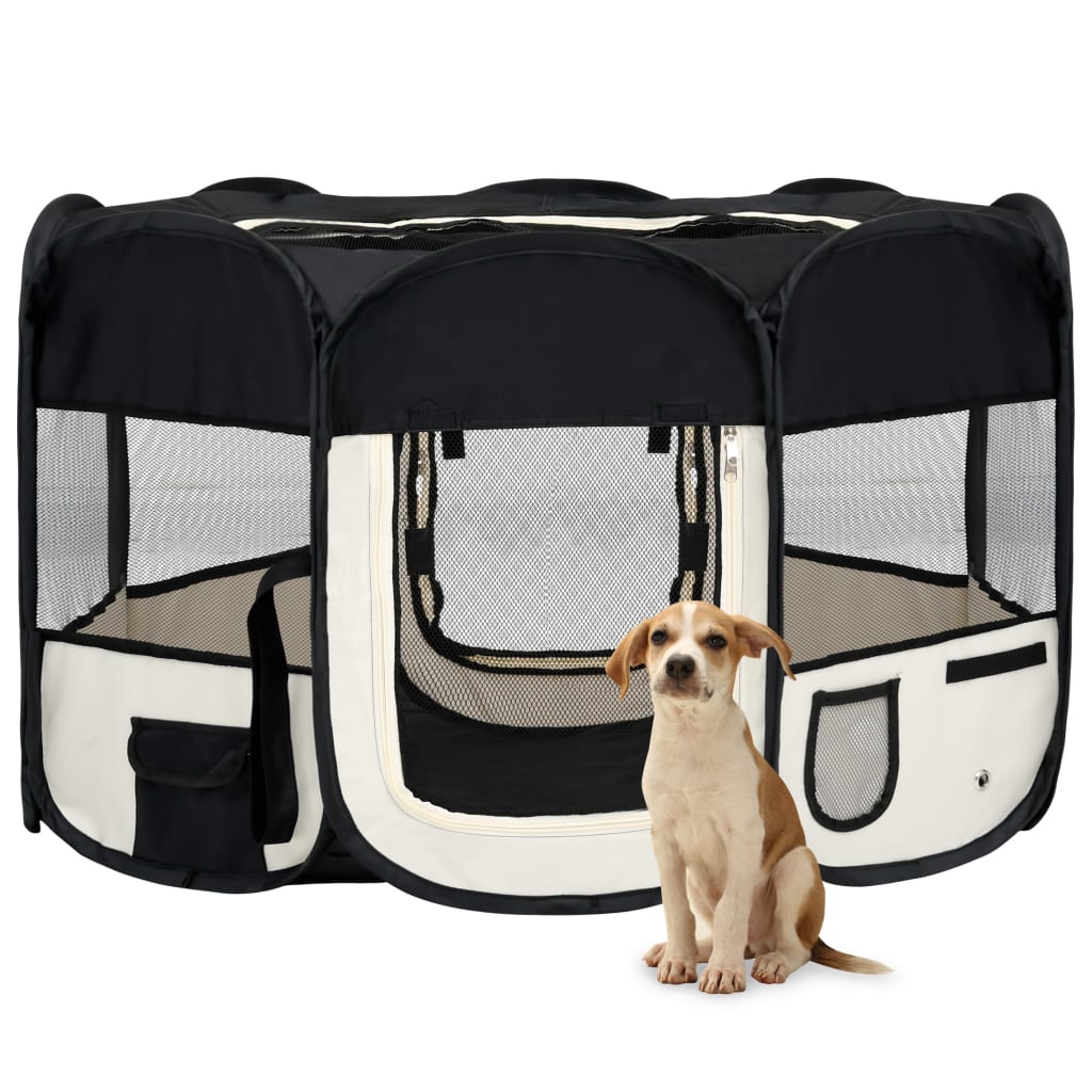 Vidaxl chien ren pliable avec sac de transport 125x125x61 cm noir