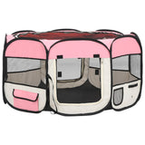 Vidaxl Dog Ren pliable avec sac de transport 125x125x61 cm rose