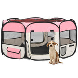 Vidaxl Dog Ren pliable avec un sac de porte-avions 145x145x61 cm rose