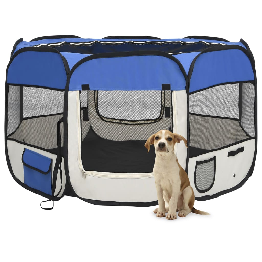 VidaXL Dog Ren Foldable with carrier bag 110x110x58 cm blue