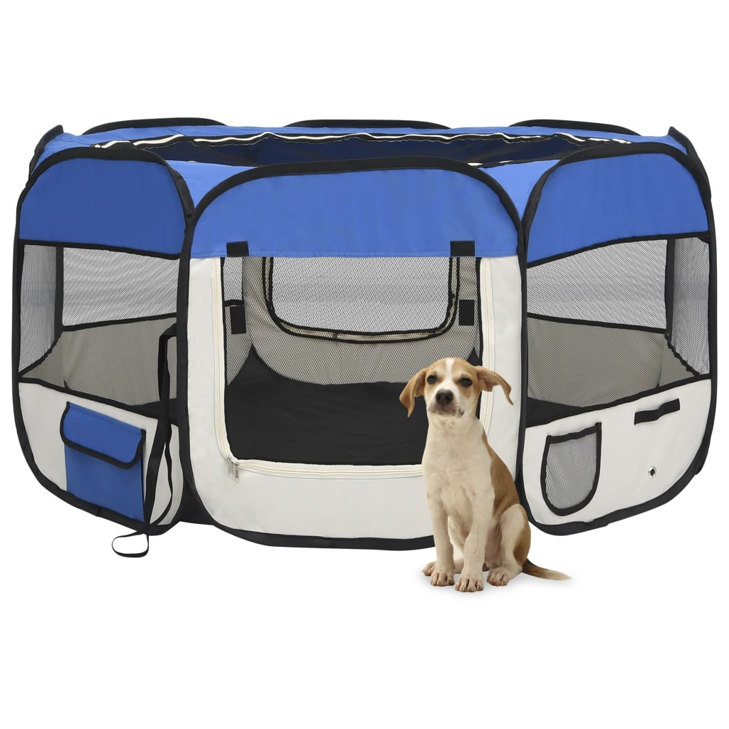 Vidaxl Dog Ren pliable avec sac de transport 125x125x61 cm bleu