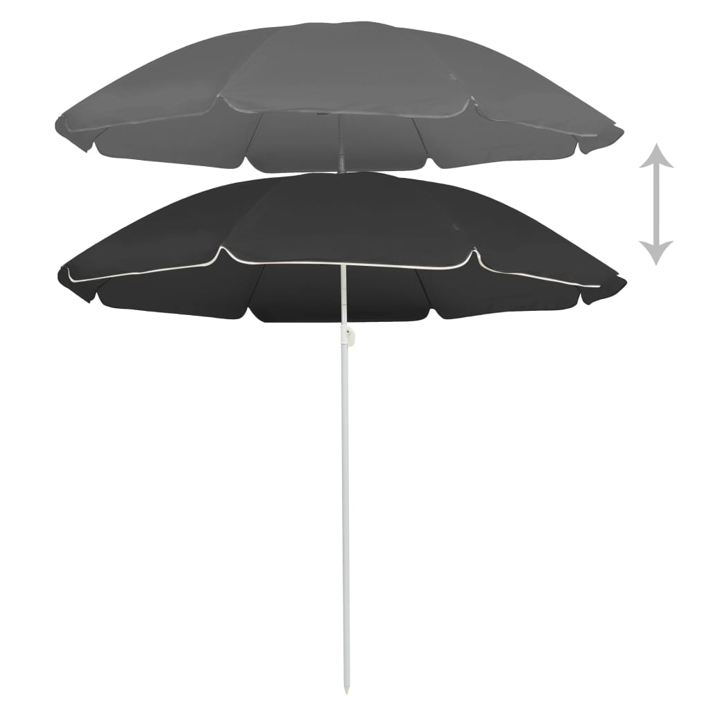 Vidaxl -parasol med stålstang 180 cm antracit -farvet