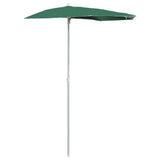 Vidaxl parasol moitié avec le poteau 180x90 cm vert