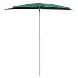 Vidaxl parasol moitié avec le poteau 180x90 cm vert