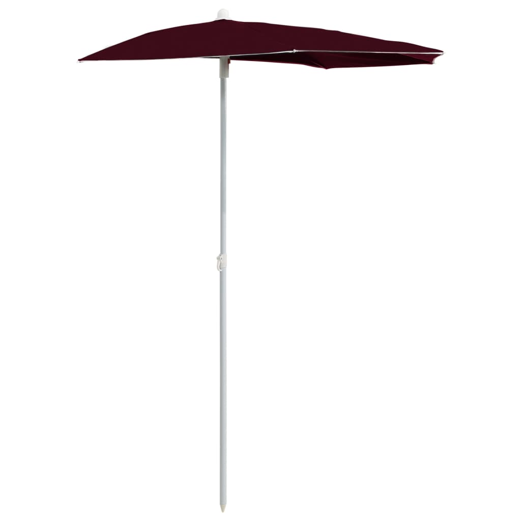 Vidaxl parasol moitié avec poteau 180x90 cm Bordeaux rouge