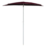 Vidaxl parasol moitié avec poteau 180x90 cm Bordeaux rouge