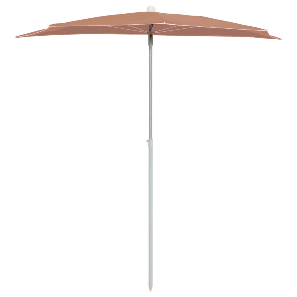 Vidaxl parasol moitié avec une pôle 180x90 cm en terre cuite -colored