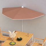 Vidaxl parasol moitié avec une pôle 180x90 cm en terre cuite -colored