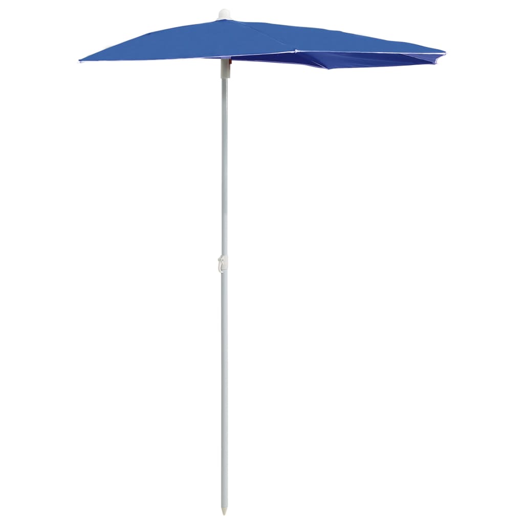 Vidaxl Parasol moitié avec poteau 180x90 cm bleu azure