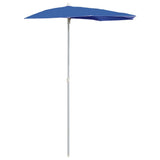 Vidaxl Parasol moitié avec poteau 180x90 cm bleu azure