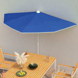 Vidaxl Parasol moitié avec poteau 180x90 cm bleu azure