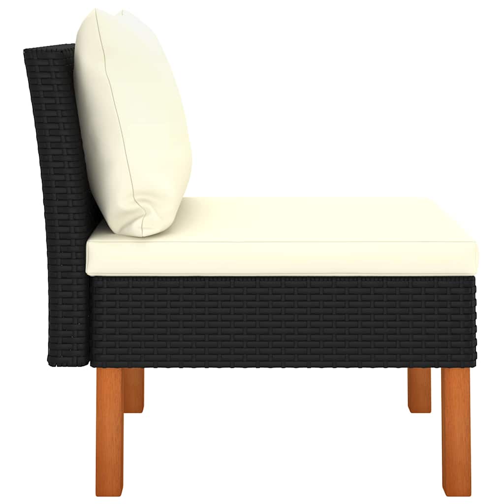 Vidaxl middenbank poly rattan en massief eucalyptushout