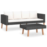 Vidaxl 2-delige loungeset met kussens poly rattan zwart