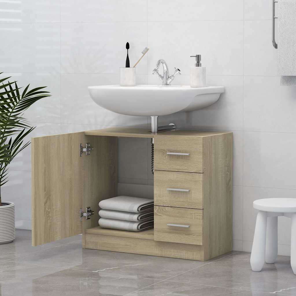 Vidaxl wastafelkast 63x30x54 cm bewerkt hout sonoma eikenkleurig