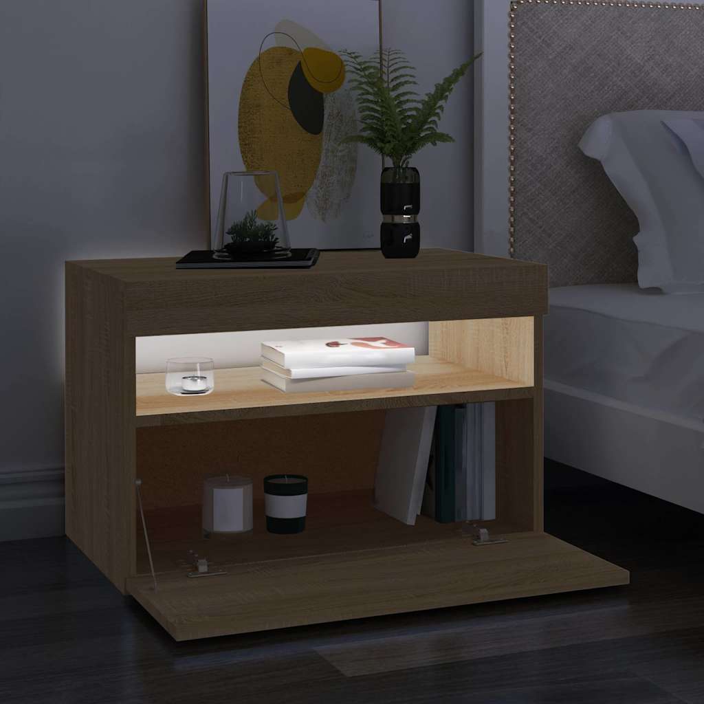 Vidaxl tv-meubel met led-verlichting 60x35x40 cm sonoma eikenkleurig