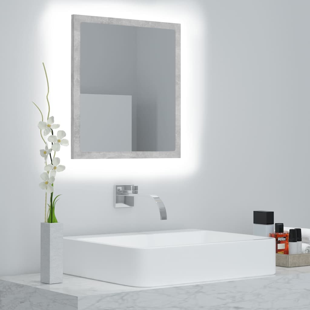 Vidaxl badkamerspiegel led 40x8,5x37 cm acryl betongrijs