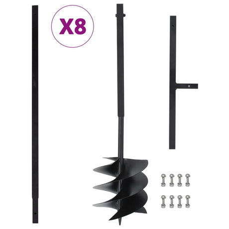Vidaxl Force à terre avec poignée 250 mm avec tube d'extension 8 m en acier
