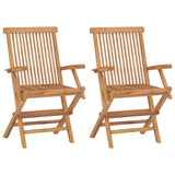 Vidaxl tuinstoelen 2 st met heldergroene kussens massief teakhout