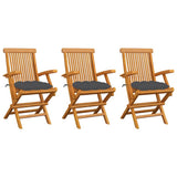 Vidaxl tuinstoelen 3 st met antracietkleurige kussens massief teakhout