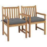 Vidaxl tuinstoelen 2 st met grijze kussens massief teakhout
