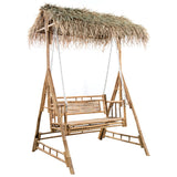 Vidaxl Swing Bench 2-sits med palmblad och kudde 202 cm bambu