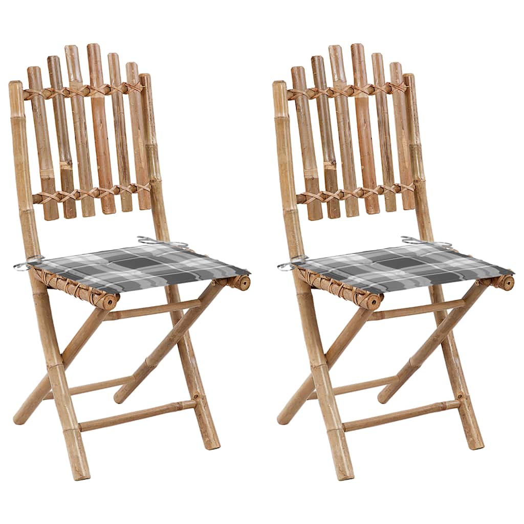 Vidaxl tuinstoelen 2 st inklapbaar met kussens bamboe