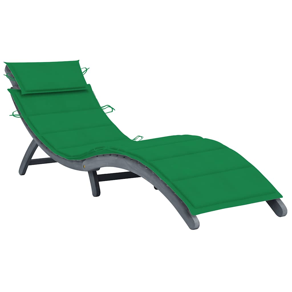 Vidaxl ligbed met kussen massief acaciahout grijs