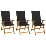 Vidaxl tuinstoelen 3 st inklapbaar met kussens massief acaciahout