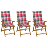Vidaxl tuinstoelen 3 st inklapbaar met kussens massief acaciahout