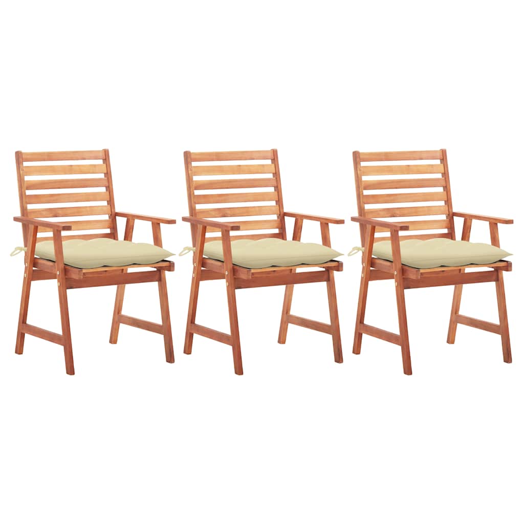 Vidaxl tuinstoelen 3 st met kussens massief acaciahout
