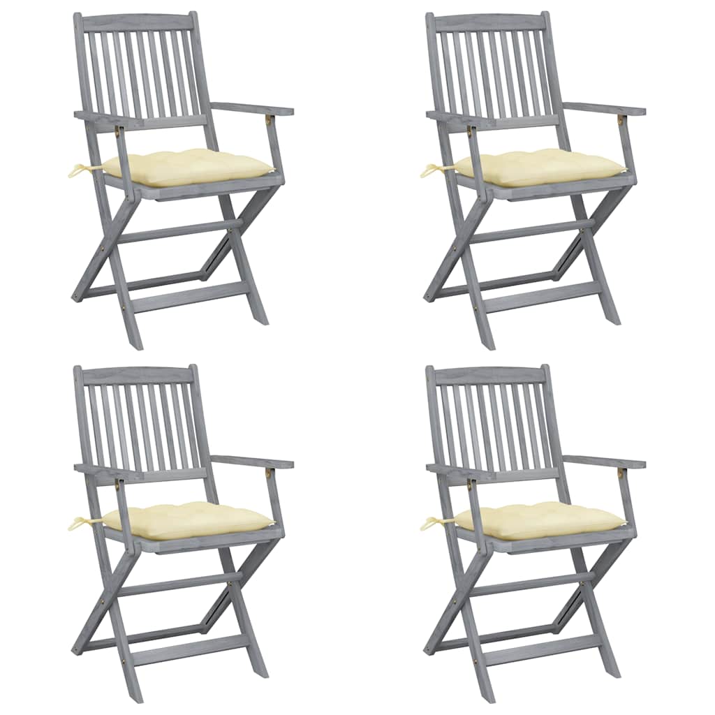 Vidaxl tuinstoelen 4 st inklapbaar met kussens massief acaciahout
