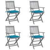 Vidaxl tuinstoelen 4 st inklapbaar met kussens massief acaciahout