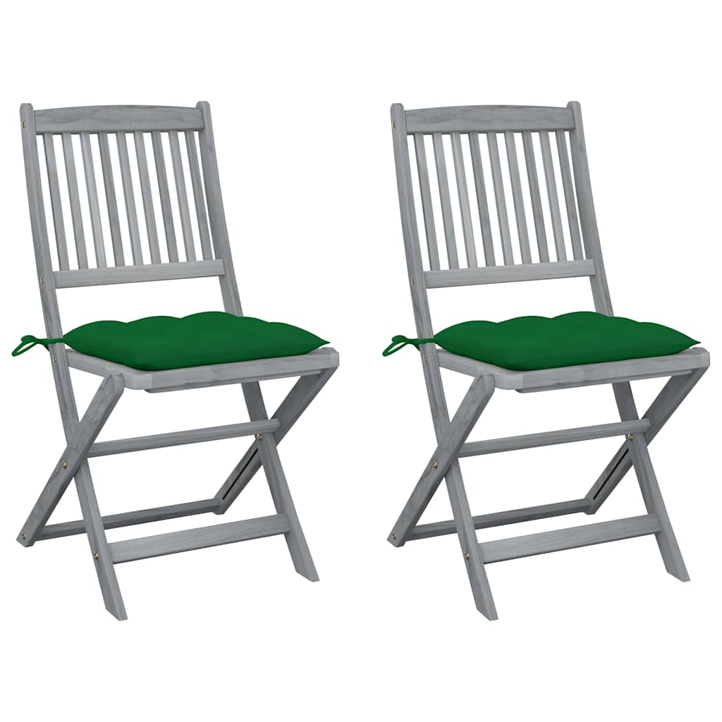 Vidaxl tuinstoelen 2 st inklapbaar met kussens massief acaciahout