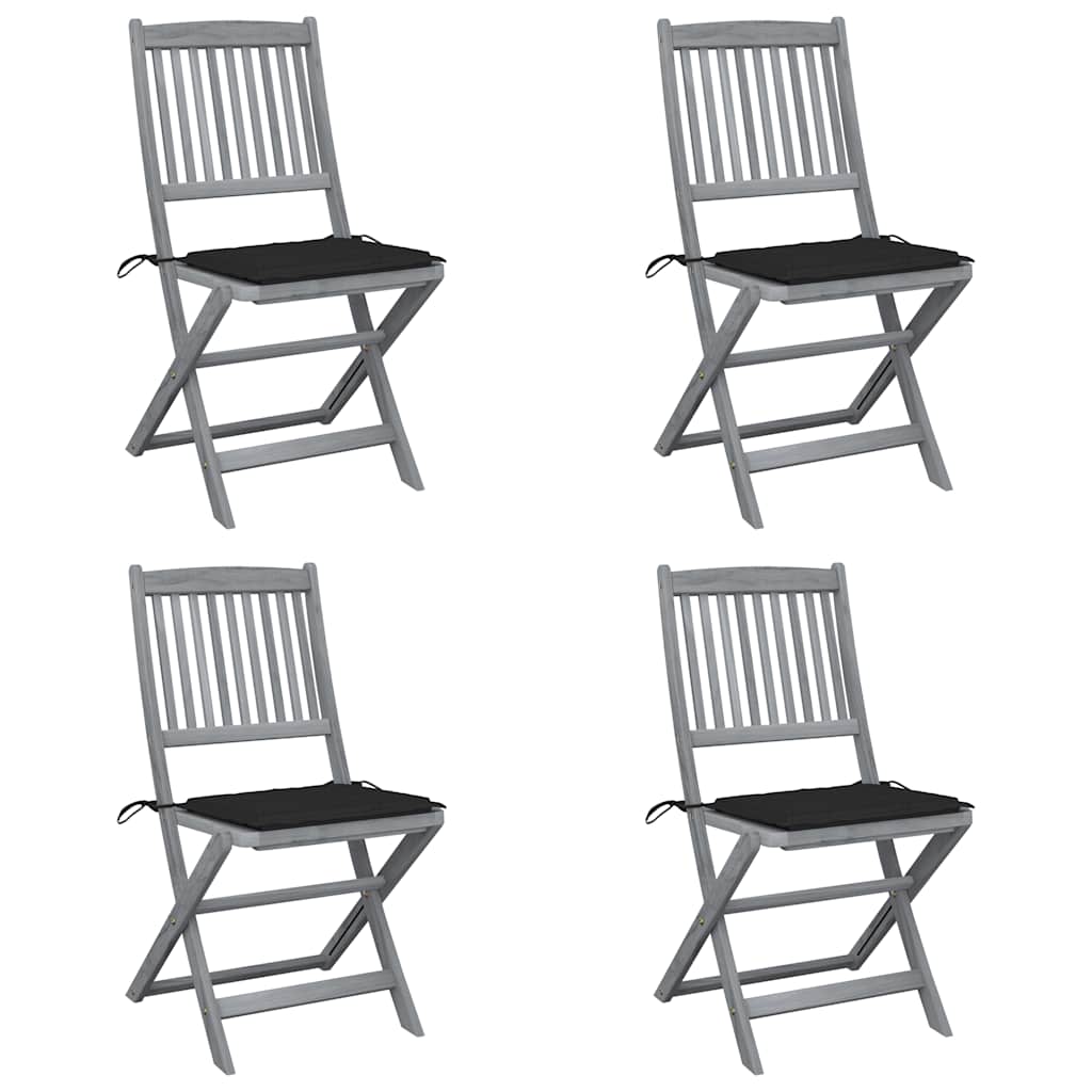 Vidaxl tuinstoelen 4 st inklapbaar met kussens massief acaciahout
