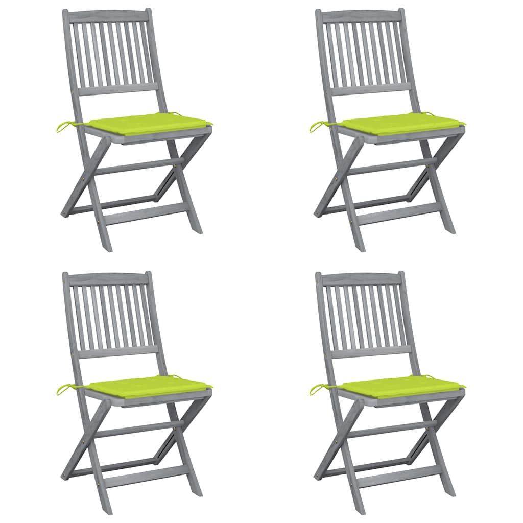 Vidaxl tuinstoelen 4 st inklapbaar met kussens massief acaciahout