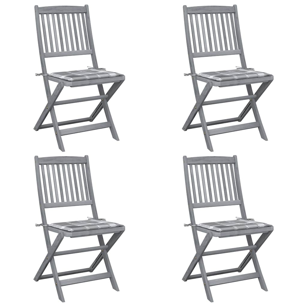 Vidaxl tuinstoelen 4 st inklapbaar met kussens massief acaciahout